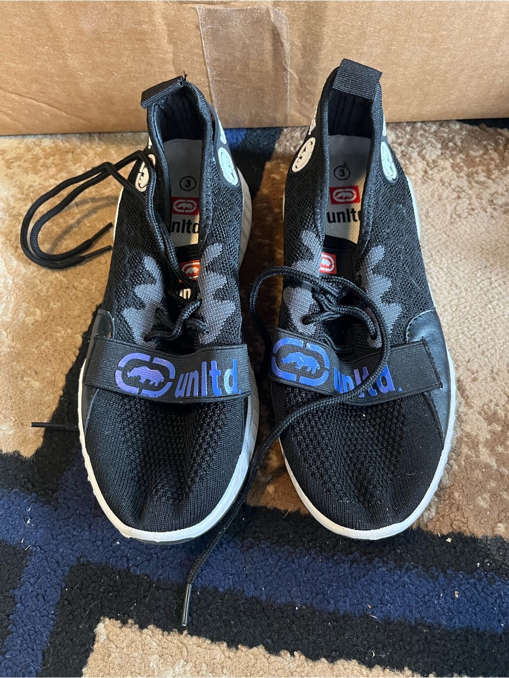 Ecko Unlimited Black and Blue Kids Slip-On Sneakers
